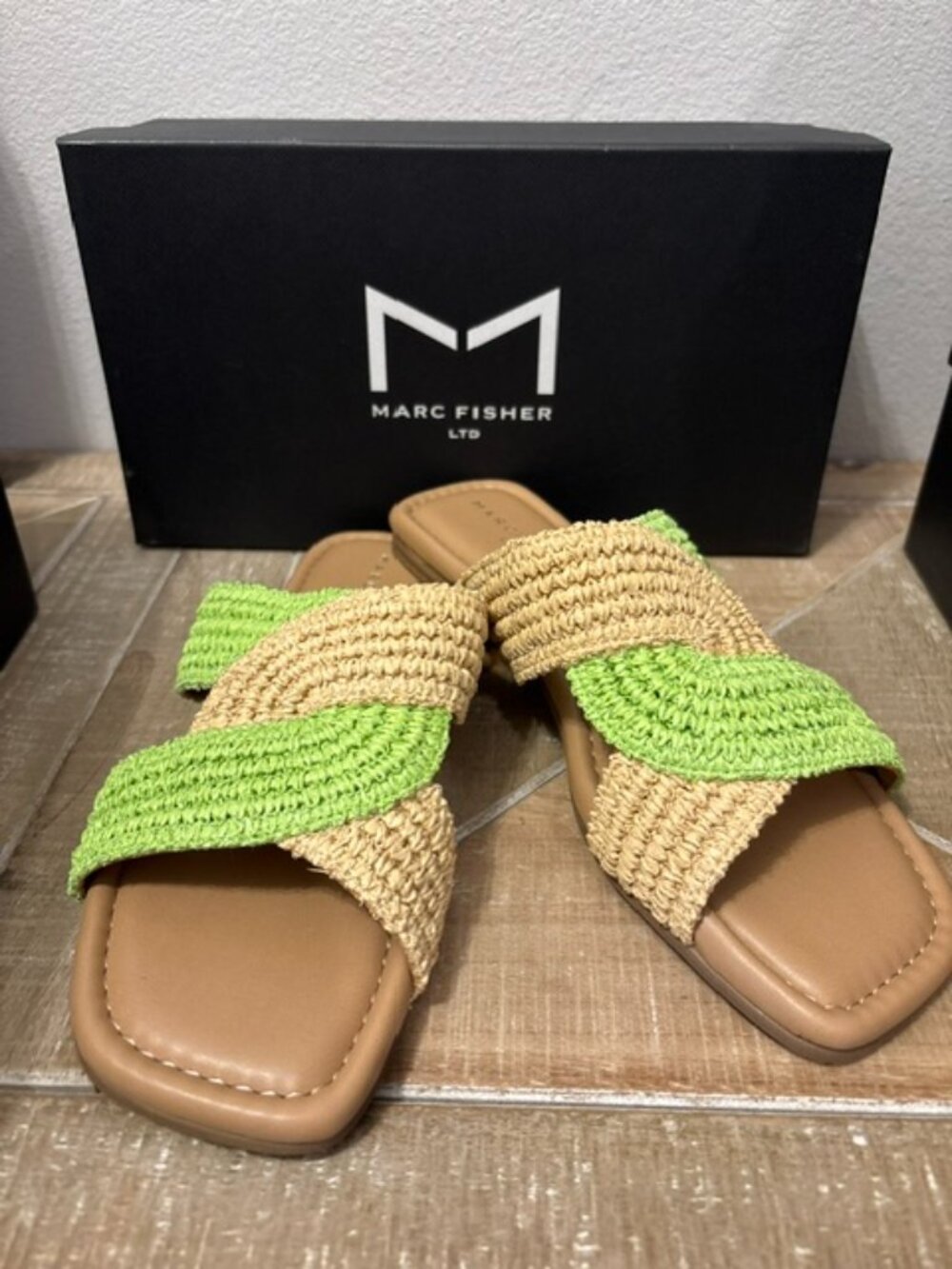 NEW Marc Fisher LTD Nylie Slide Sandals Dark Green - Sizes 7.5, 8, 8.5